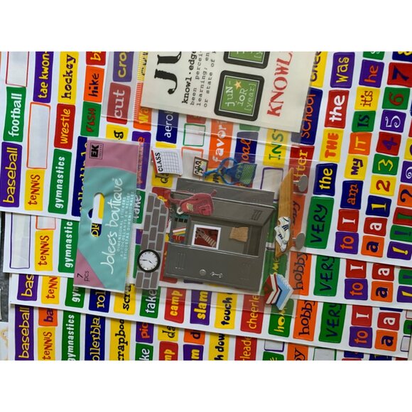 Back To School Scrapbooking Supplies Kit: Stickers Labels & Papers - Picture 8 of 13